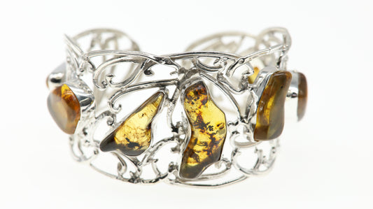 Brazalete Plata 950 con Ámbar Genuino Mayoreo y Menudeo