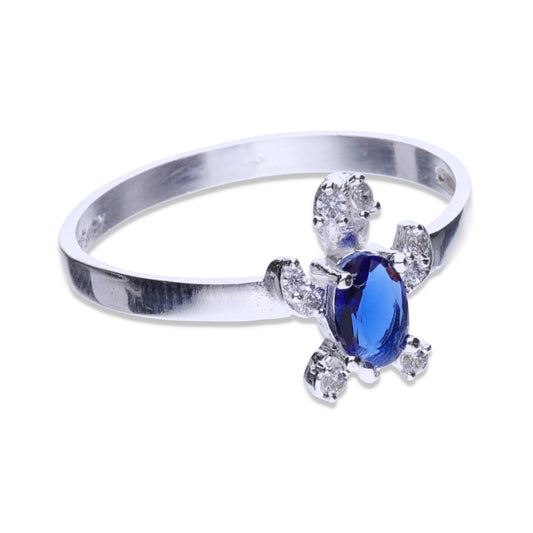 Anillo de  Plata .925  en forma de tortuga con Topacio Azul Talla 6, 7, 8, 9  JRAD270 - Joyería Elegante