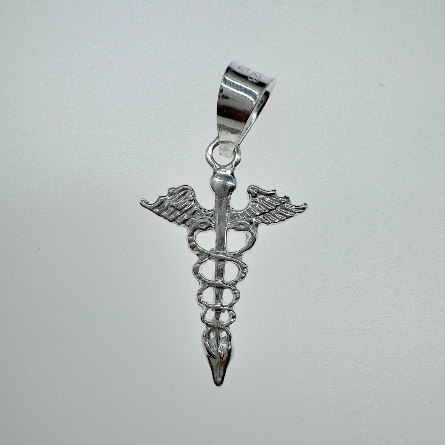 Dije Vara de Esculapio Plata 925 Joyería Médica Auténtica