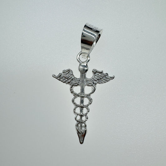 Dije Vara de Esculapio Plata 925 Joyería Médica Auténtica