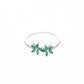 Anillo Plata Ley 925 con Rodio y Zirconia AAA Color Verde Esmeralda y Blanco en Forma de Dos Flores