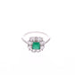 Anillo Plata Ley 925 con Rodio y Zirconia AAA Color Verde Esmeralda y Blanco