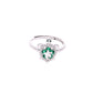 ANILLO EN PLATA LEY .925, CON RODIO , ZIRCONIA AAA VERDE ESMERALDA Y BLANCO, TORTUGA, AJUSTABLE