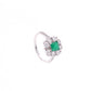 Anillo Plata Ley 925 con Rodio y Zirconia AAA Color Verde Esmeralda y Blanco