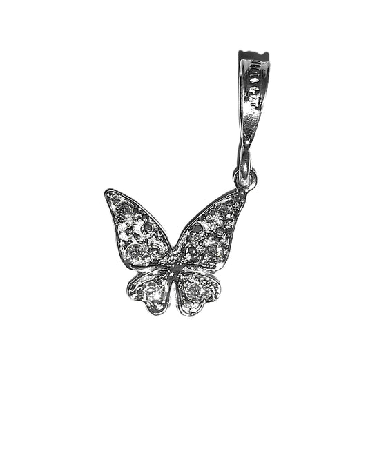 Dije de Plata .925 - Mariposa con Zircones Blancos Pavé y Rodio Negro