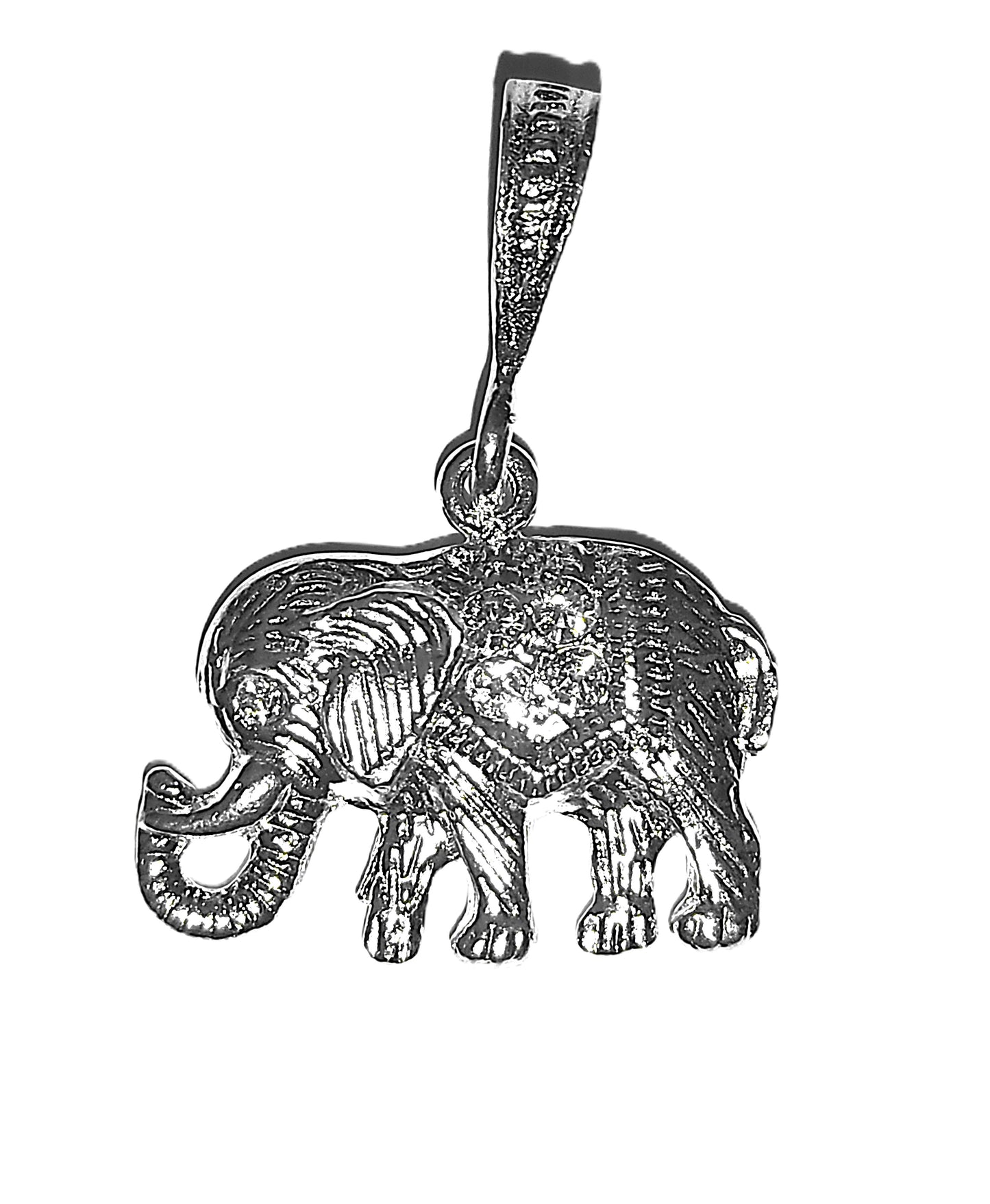 Dije de Plata .925 - Elefante con Mandala y Zircones Pavé Acabado Oxidado