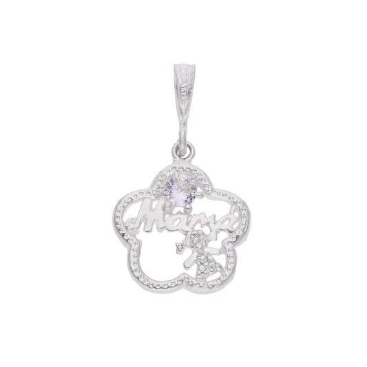 Dije Mamá Flor Calada con Zircón en Plata .925 — Taxco, Guerrero