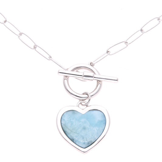 Collar Corazón de Larimar en Plata .925