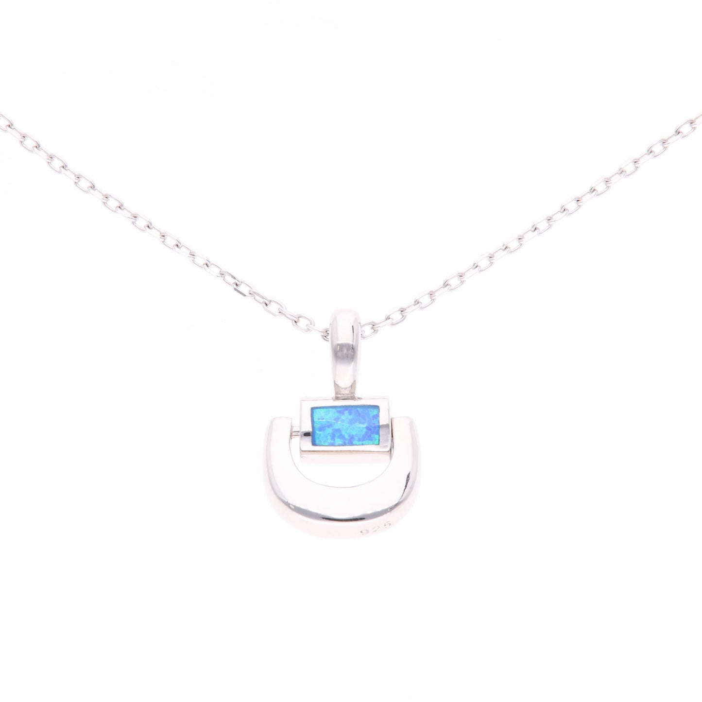 Collar Dije Geométrico de Ópalo en Plata.925