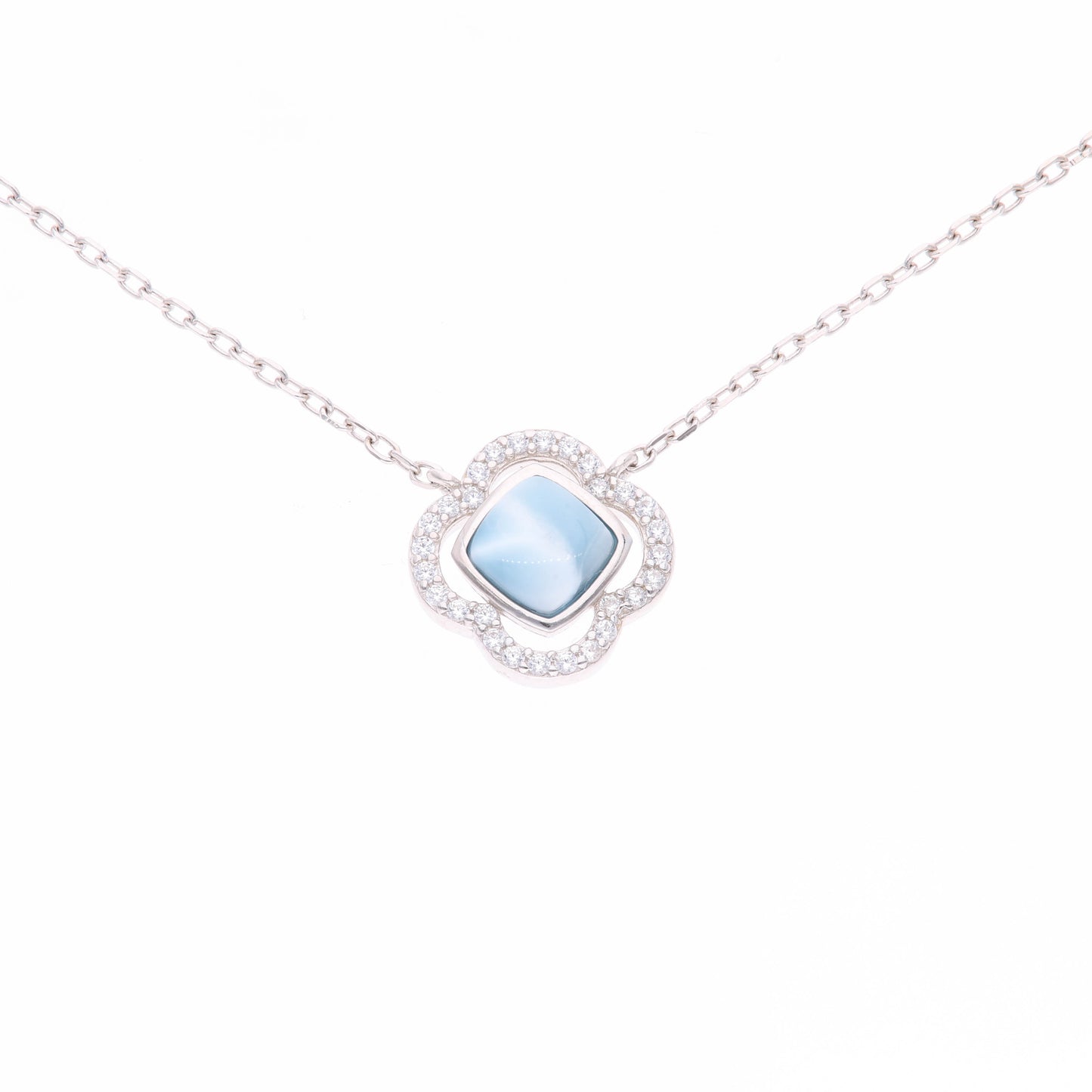 Collar Flor de Larimar en Plata.925
