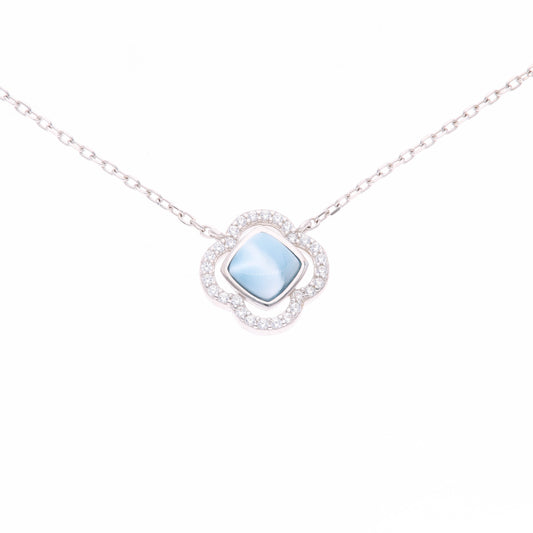 Collar Flor de Larimar en Plata .925