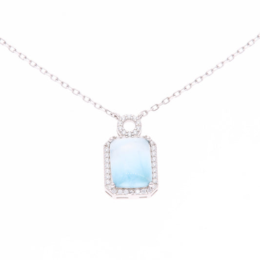 Collar Rectangular de Larimar en Plata .925