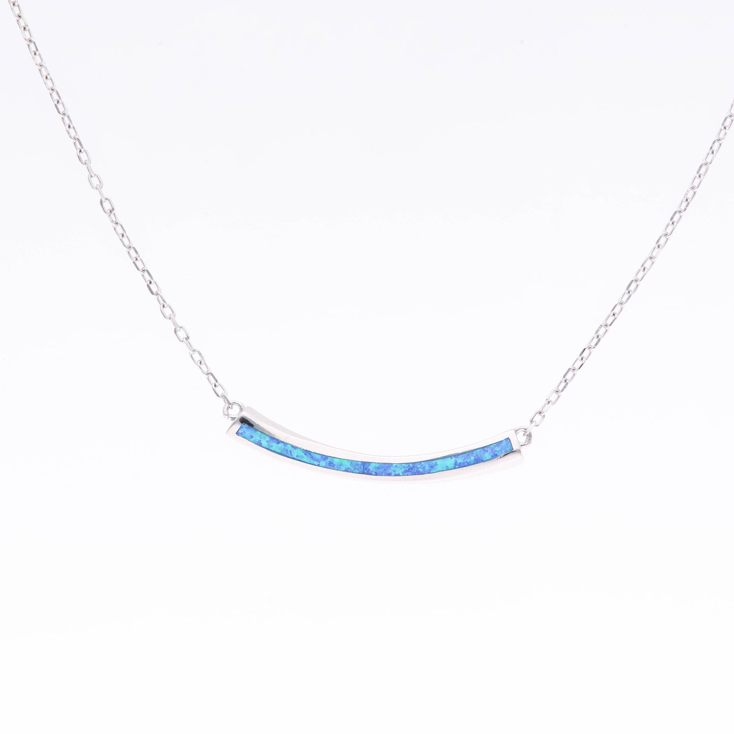 Collar Barra Curva de Ópalo en Plata.925