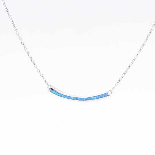 Collar Barra Curva de Ópalo en Plata.925
