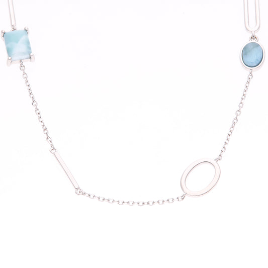 Collar Asimétrico de Larimar en Plata .925
