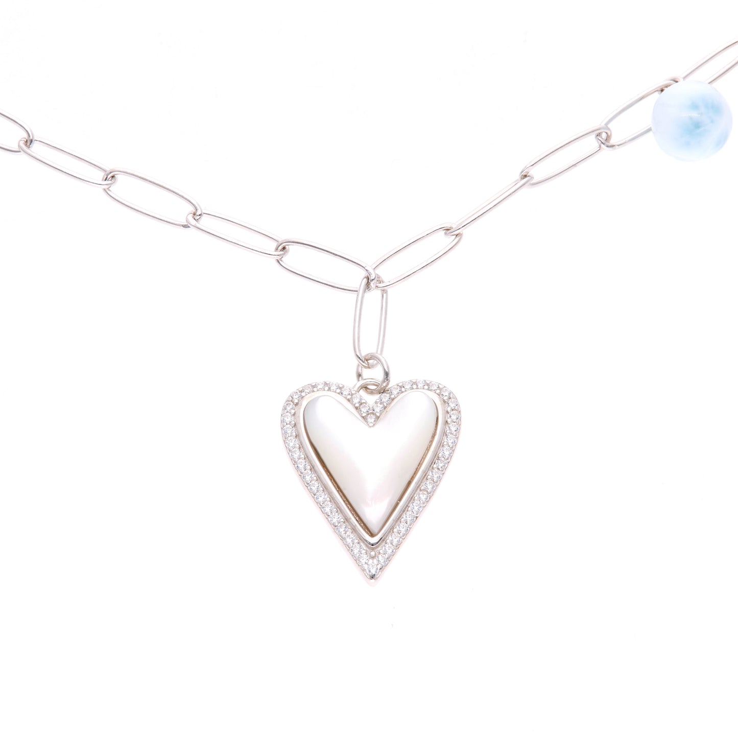 Collar Corazón Abierto de Larimar Plata.925