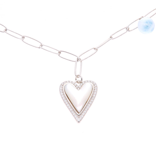 Collar Corazón Abierto de Larimar en Plata .925