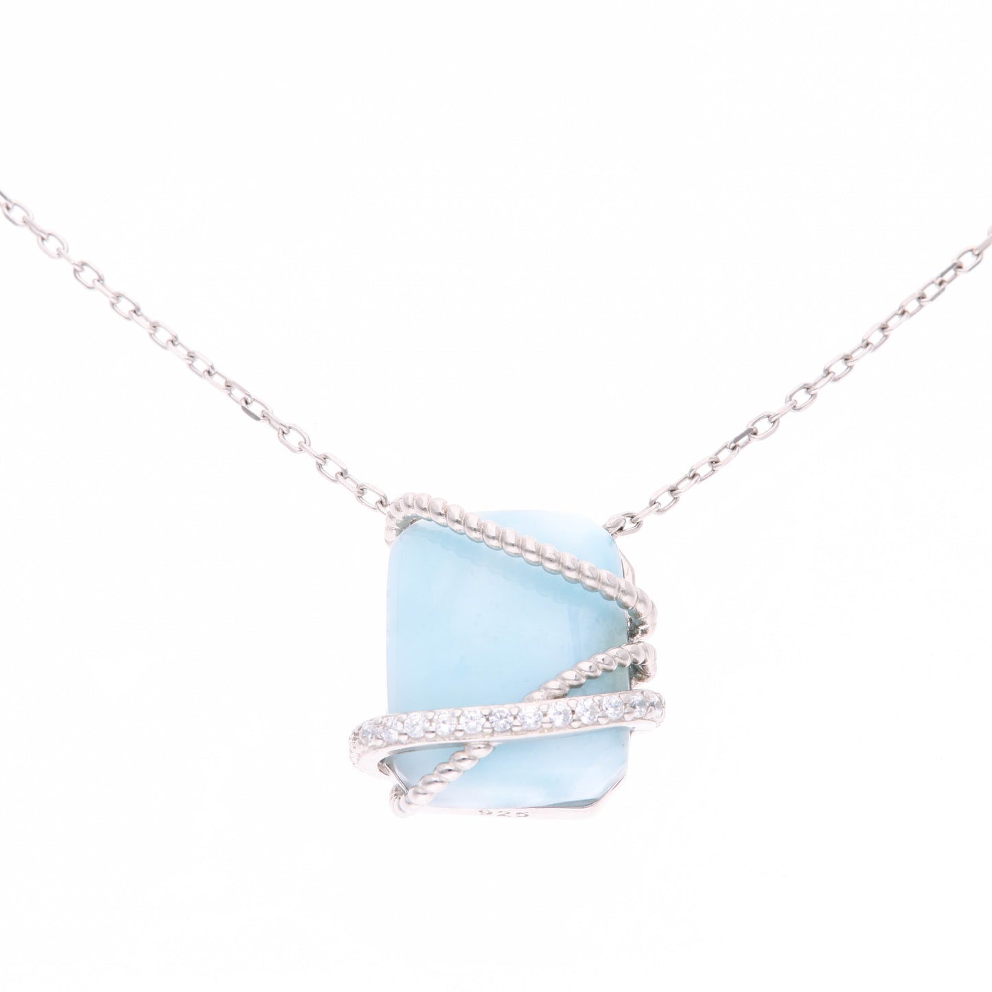Collar Larimar Envolvente en Plata.925
