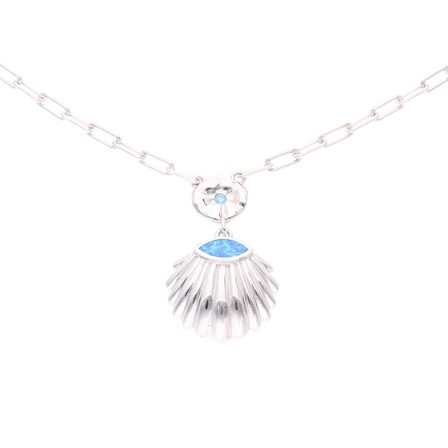 Collar Concha Marina de Ópalo en Plata.925