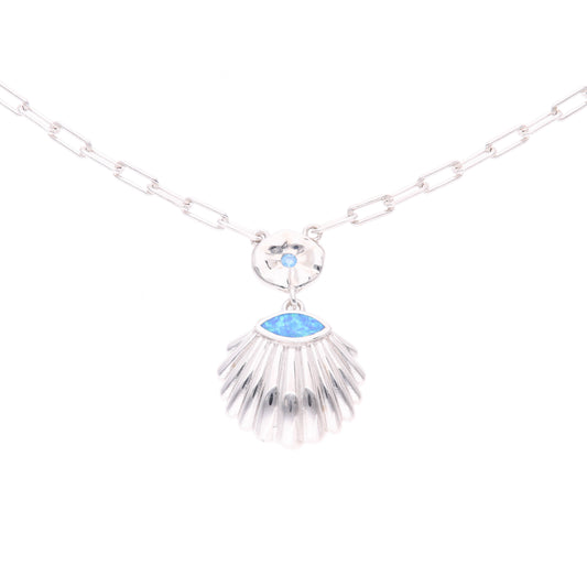 Collar Concha Marina de Ópalo en Plata.925