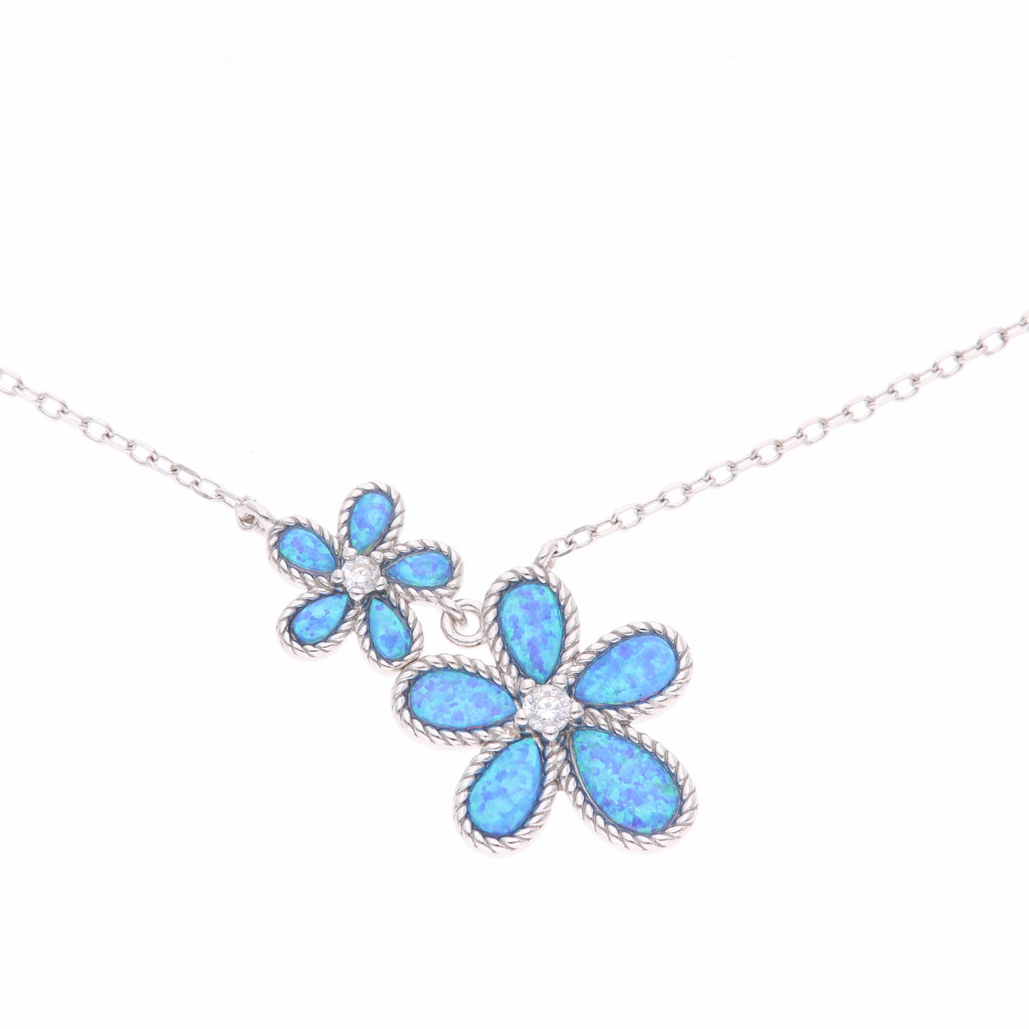 Collar Flores de Ópalo en Plata.925