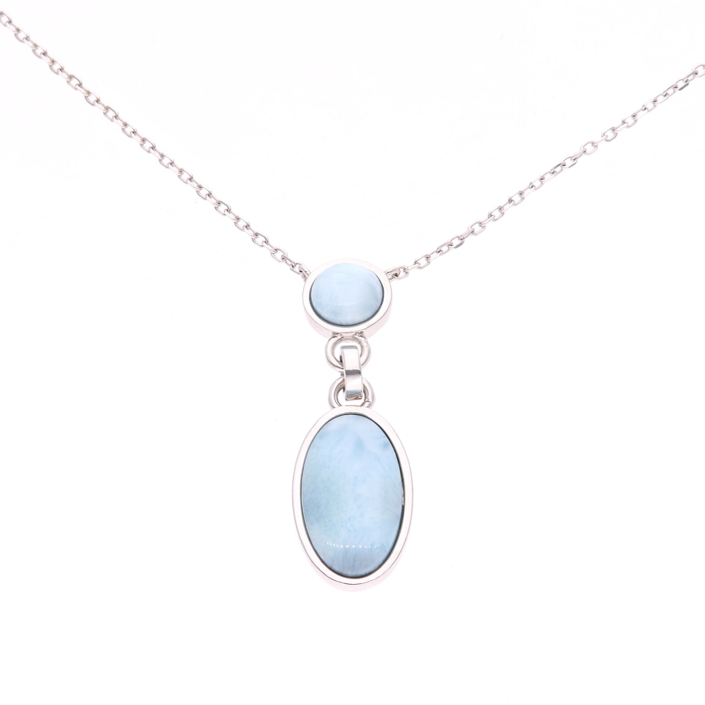Collar Doble Larimar Colgante Plata.925