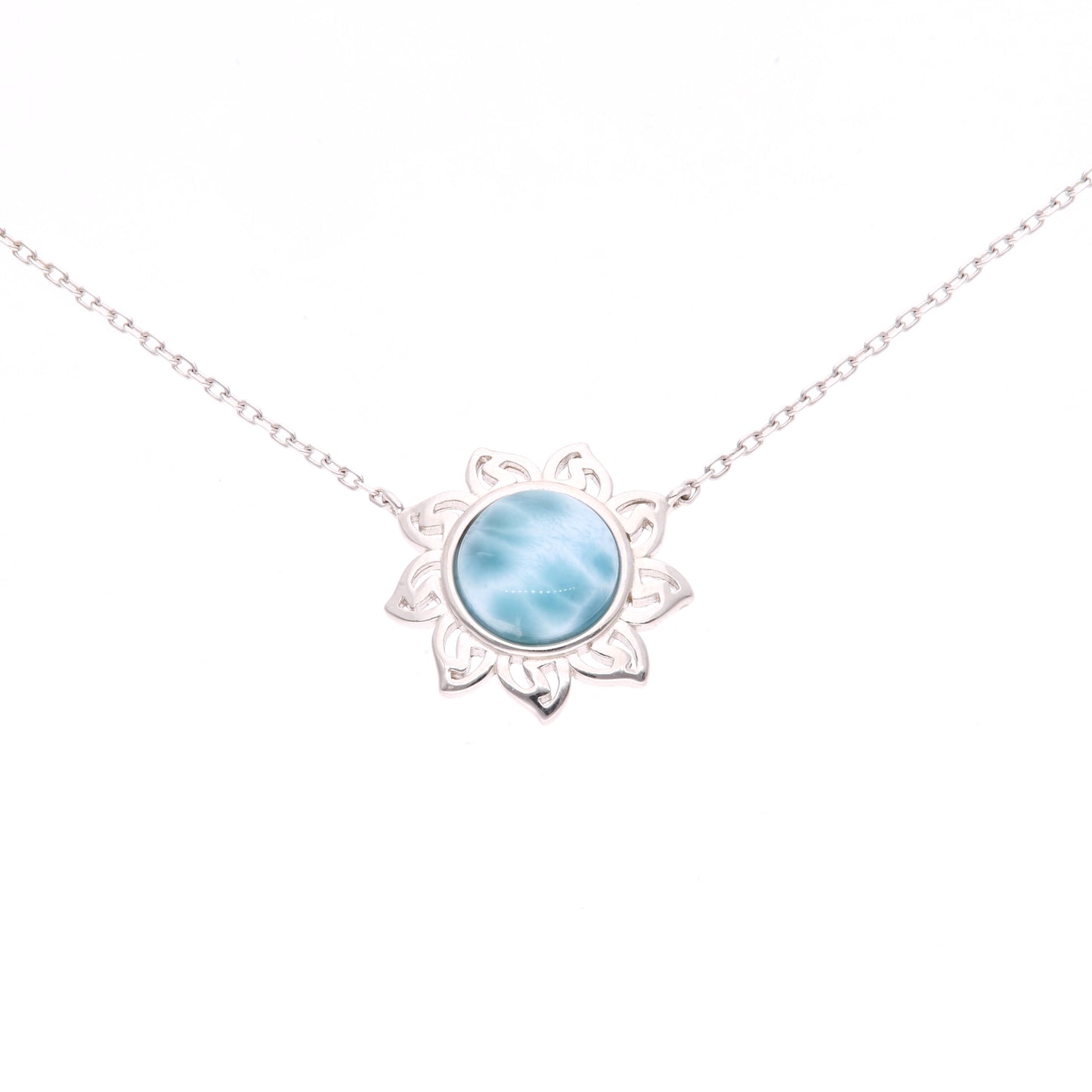 Collar Flor de Larimar en Plata.925