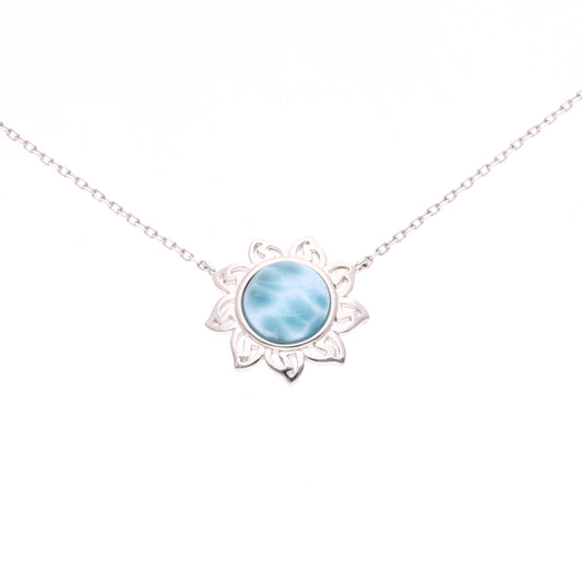 Collar Flor de Larimar en Plata .925