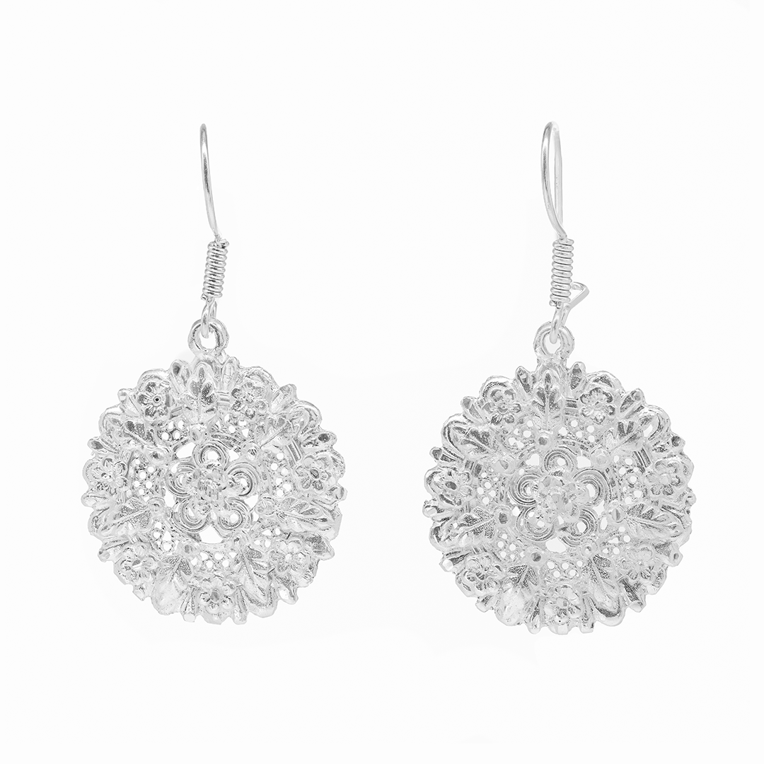 Aretes Plata .925 de Aro Abierto Diseño de Flor 16.5 Gramos - Joyería Elegante