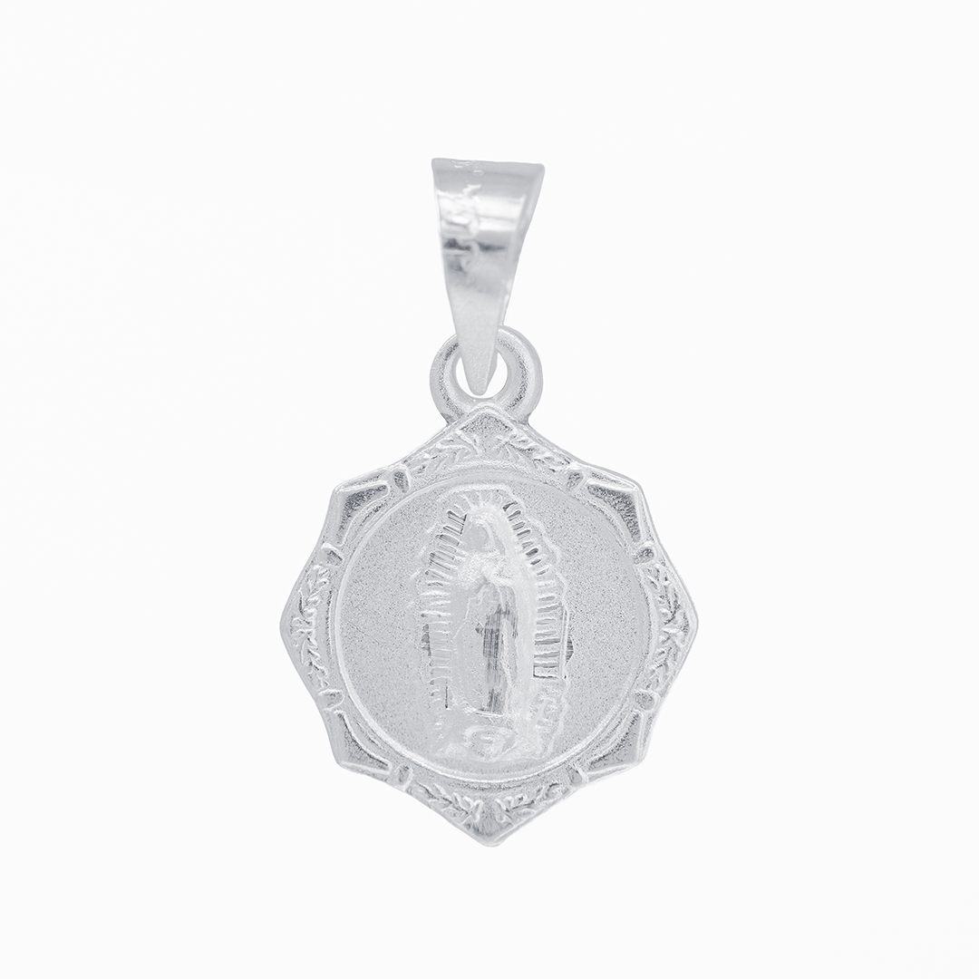 Set de Dije y Cadena en Plata ley .925 - Virgen de Guadalupe ,con Cadena de eslabón Fígaro