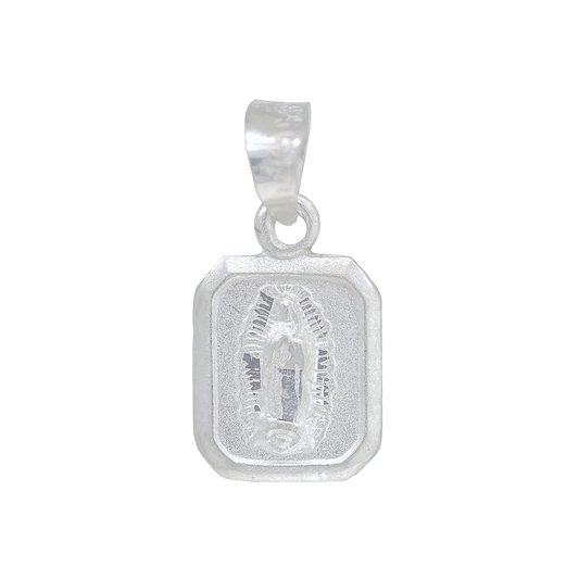 Dije  en Plata  ley .925- Virgen de Guadalupe Forma Cuadrada-CUADRADO LISO 7VG