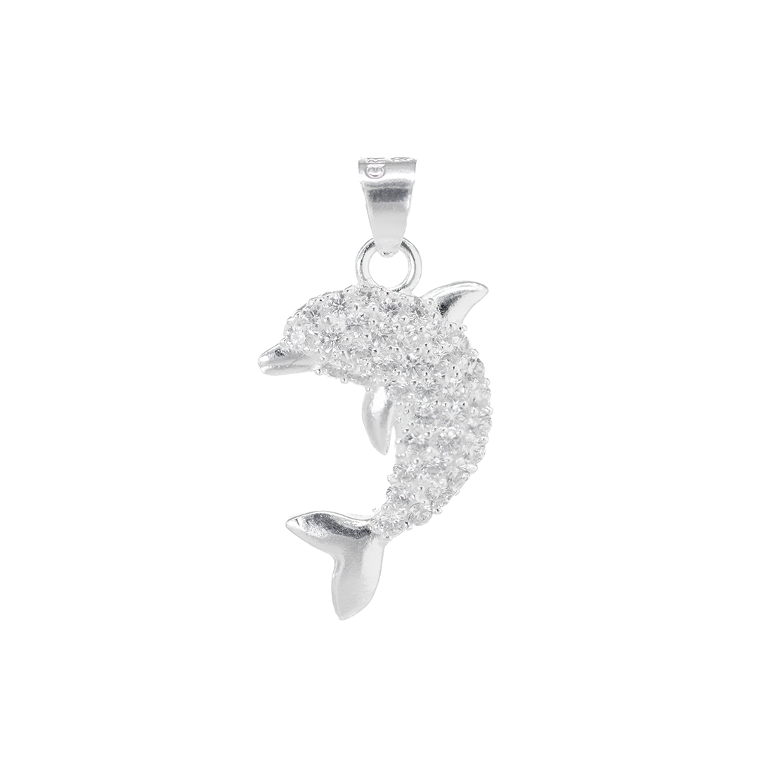 Dije de Plata  Ley.925 .925 Forma Delfín con Circonia DAP021 - Joyería Marina