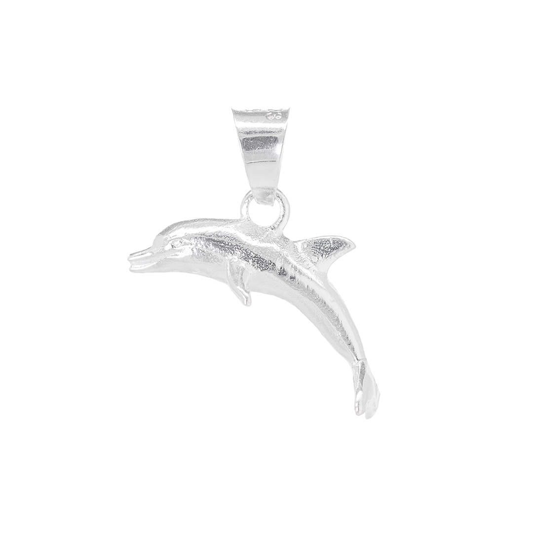 Set de Dije y Cadena de Plata - Delfín Pequeño con Cadena Fígaro .925