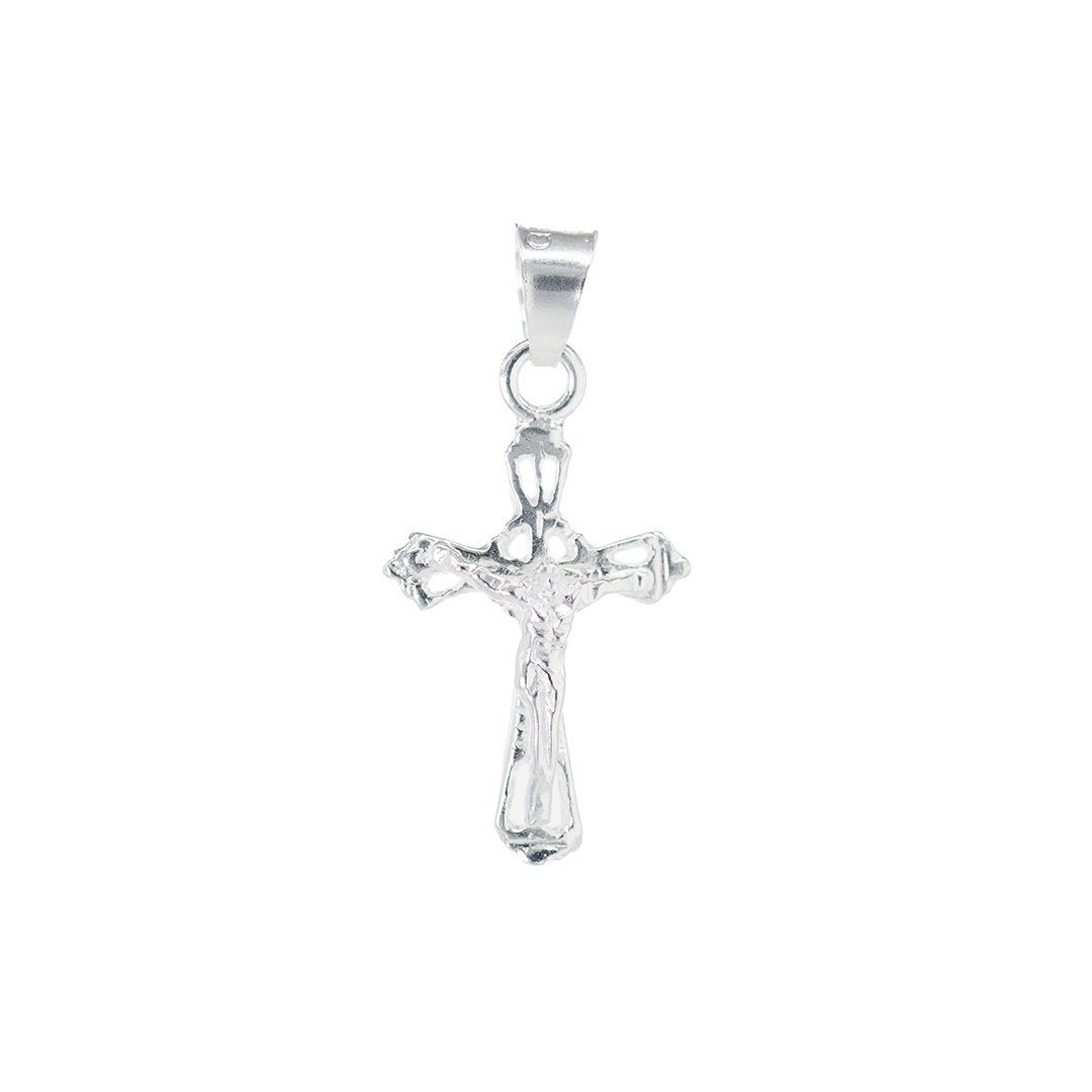 Set de Dije y Cadena en  Plata ley .925 - Crucifijo Estilizado y Cadena Fígaro