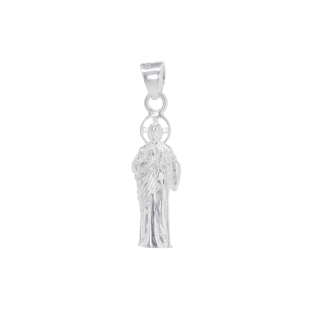 Set de Dije y Cadena de Plata - San Judas Tadeo Clásico con Cadena Fígaro .925