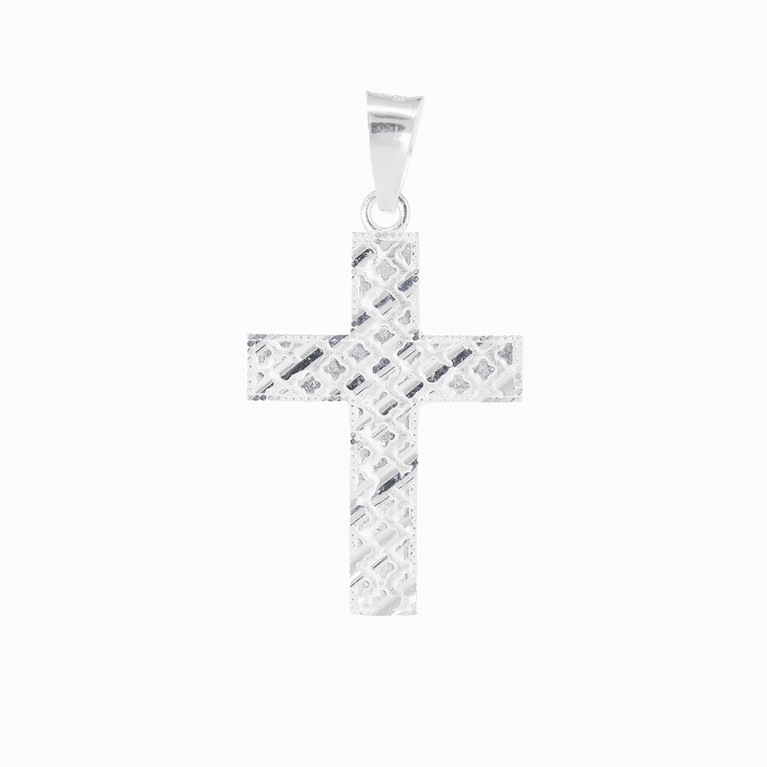 Set de Dije y Cadena en Plata Ley - Cruz Diamantada Y Cadena Fígaro.925
