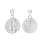 Set de Dije y Cadena de Plata  ley .925- San Benito Circular Doble Vista con Cadena Fígaro .925