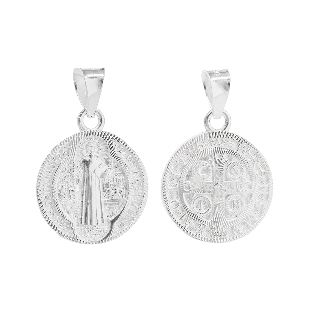 Dije  de Plata .925 En forma de  San Benito  Mod.DR132 - Joyería de Plata Religiosa.
