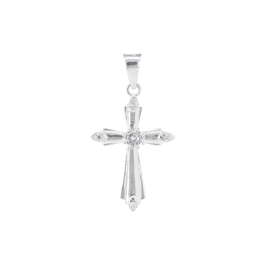 Dije de Cruz de Plata  ley .925 con con  Topacio blanco Mod. DRP107 - Joyería de Alta Calidad para Mujer (Copia)