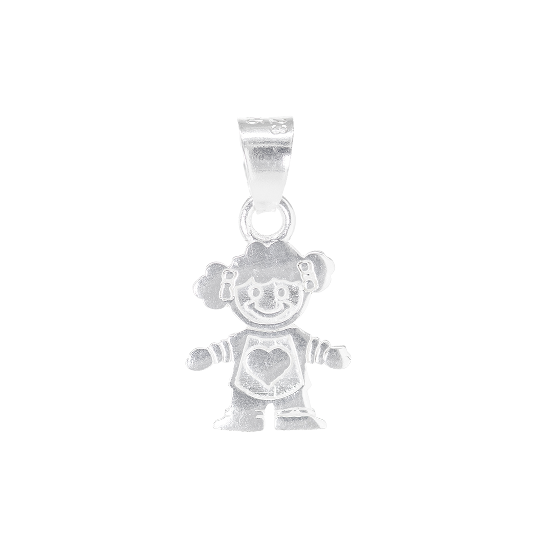 Set de Dije y Cadena de Plata  Ley.925- Osito con Corazón y Cadena(C0M.DV054)