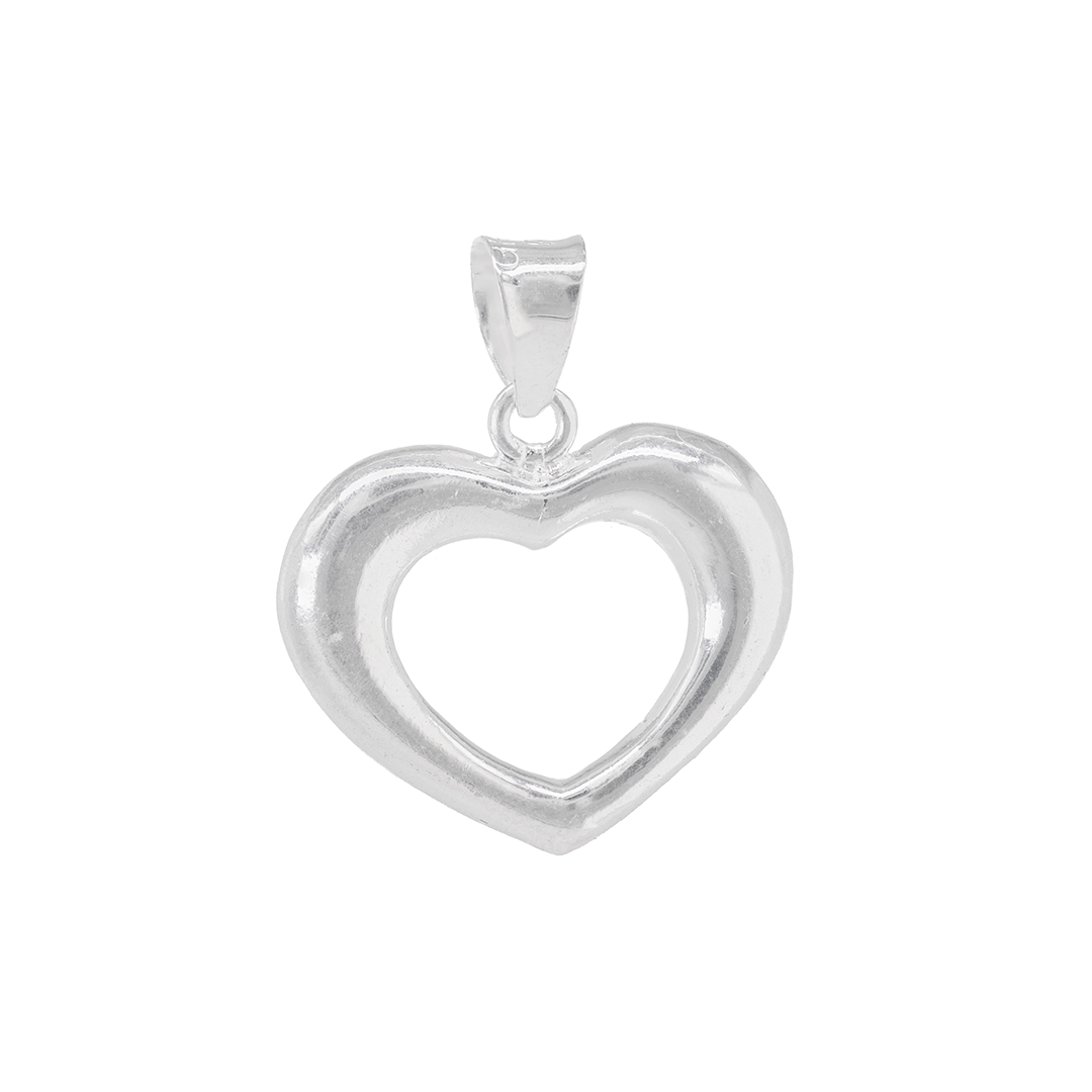 Set de Dije y Cadena de Plata - Corazón Calado con Cadena Fígaro .925