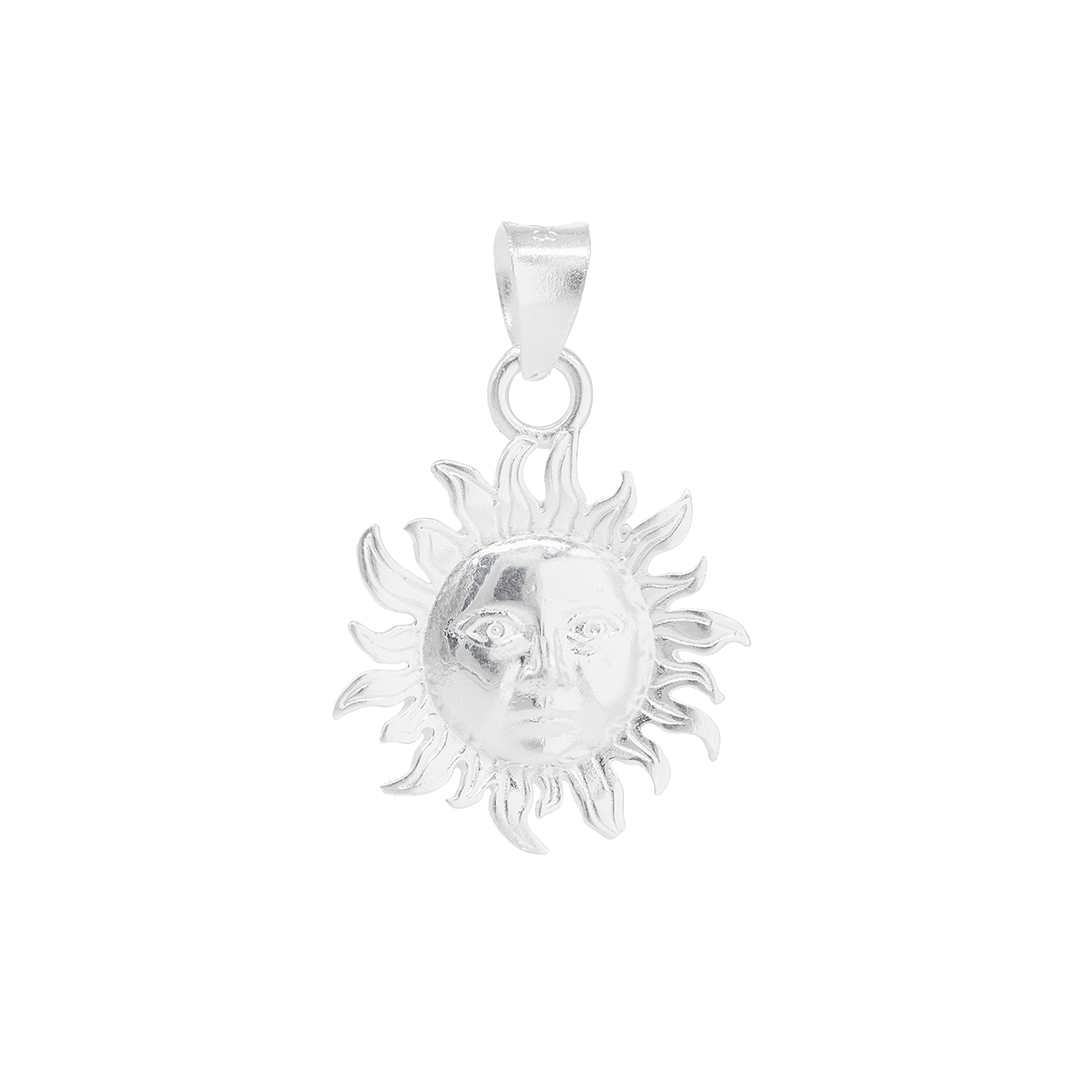 Set de Dije y Cadena de Plata - Sol y Luna con Cadena Fígaro .925