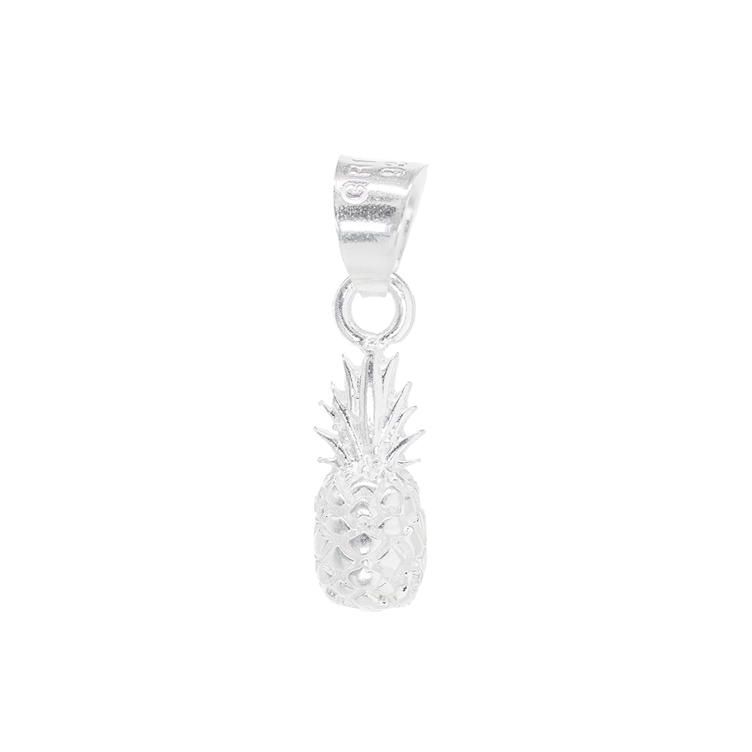 Set de Dije y Cadena de Plata en plata ley .925- Piña Tropical con Cadena Fígaro(COM.DV297)