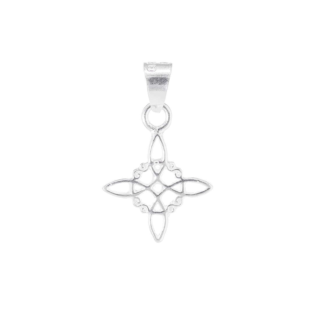 Set de Dije y Cadena de Plata Ley.925 en forma de nudo de Bruja y Cadena (COM.348)