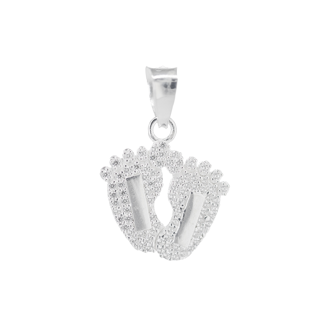 Dije Plata .925 Forma Piecitos con Circonia DVP071 - Joyería Elegante