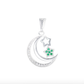 Dije  de Plata Ley .925  en Forma Luna con Estrella con Circonia ERDPP004 - Joyería Celestial