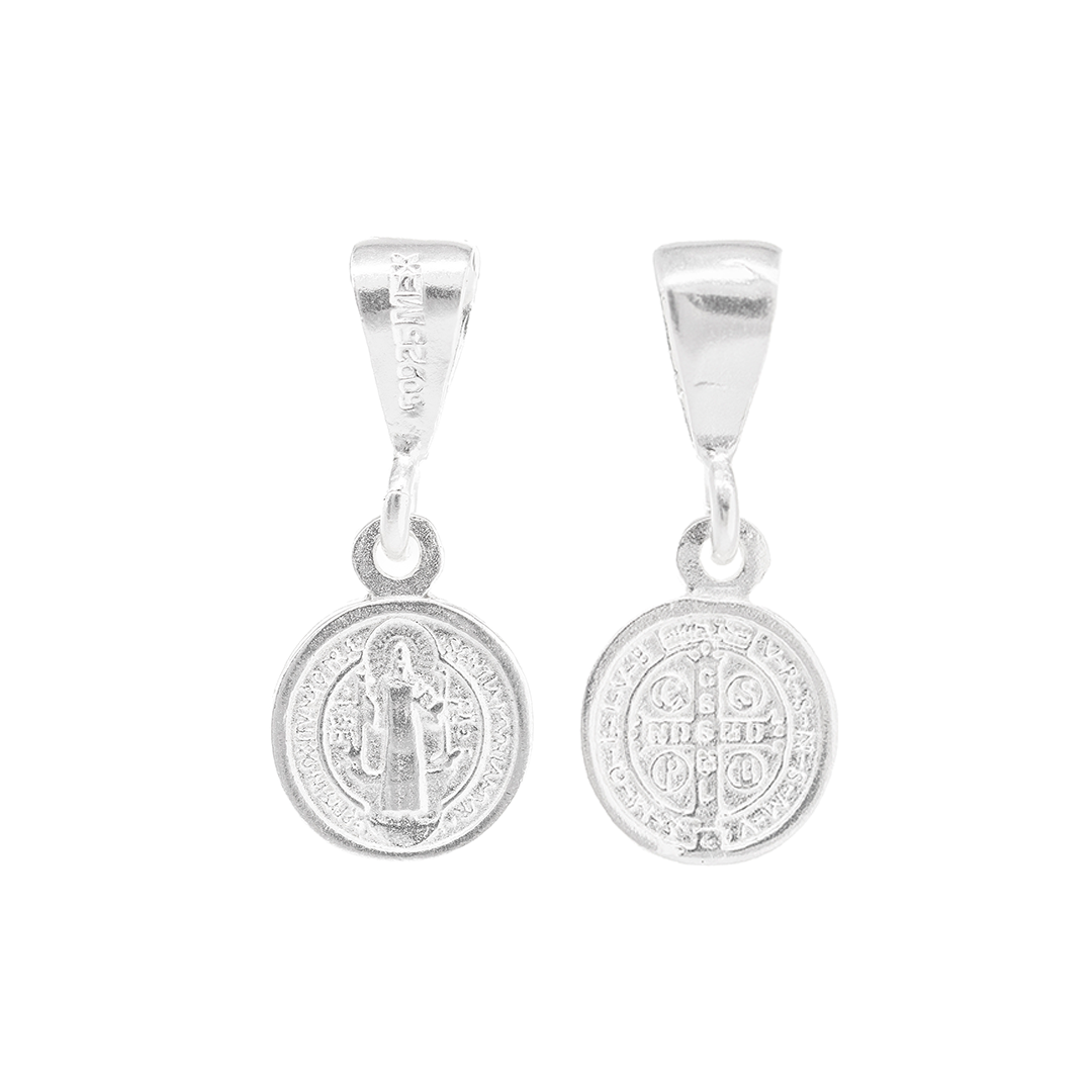 Set de Dije y Cadena de Plata - San Benito Doble Vista con Cadena Fígaro .925