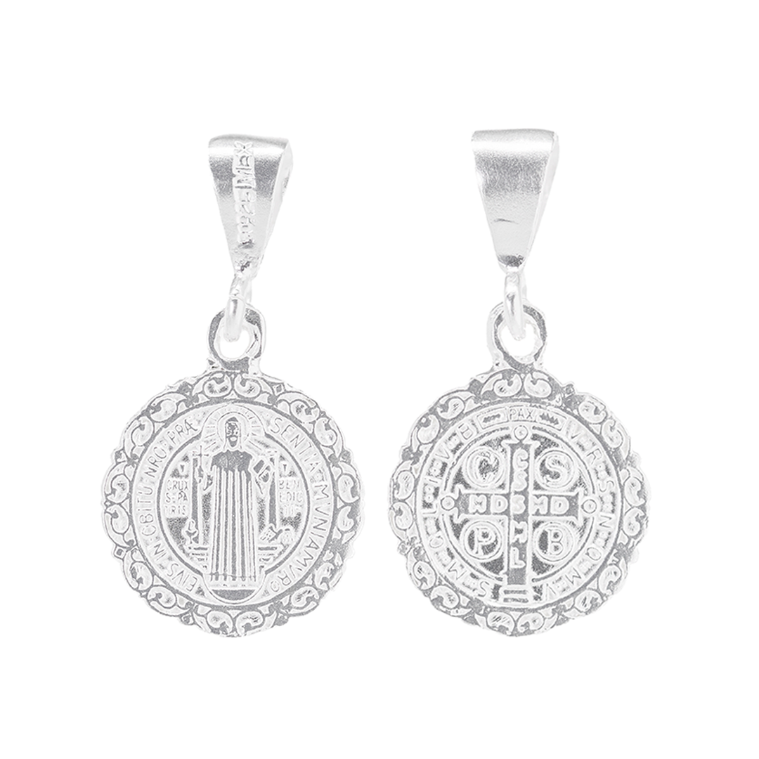 Dije de Plata ley .925 en forma San Benito (FBD-175) - Joyería Religiosa