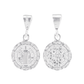 Set de Dije y Cadena de Plata - San Benito con Marco Filigrana Pequeño Doble Vista con Cadena (FBD-175)
