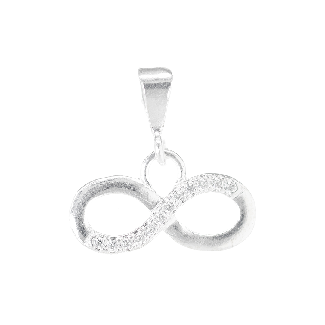 Dije  de Plata  Ley.925 en Forma de  Infinito con Circonia FBDP129 - Joyería Elegante